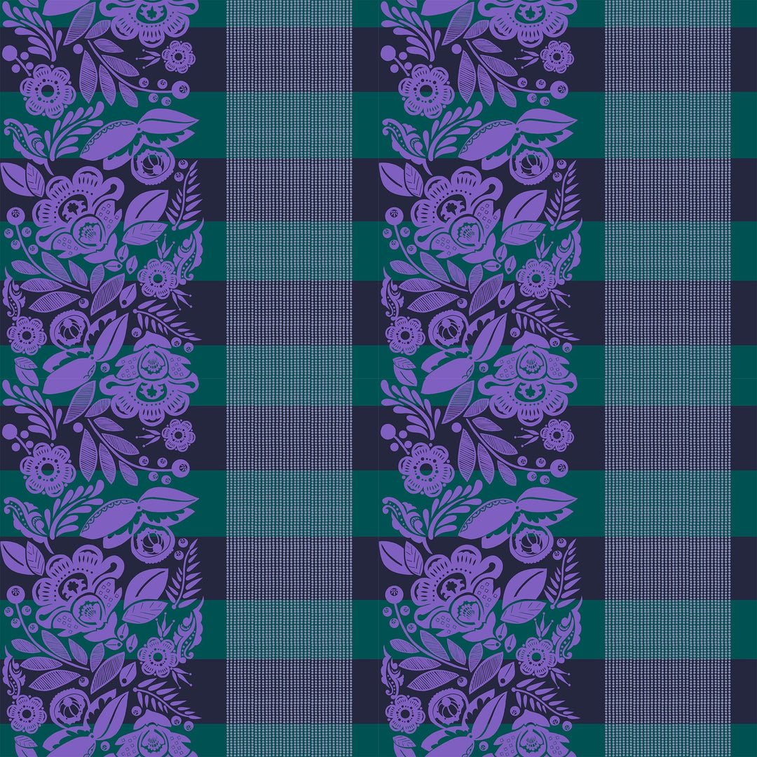 A closeup shot of the quilting fabric pattern called Festival, designed by Anna Maria Parry, in the ocean colorway. The SKU is BAMT141-82.