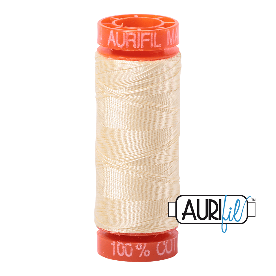 Aurifil Cotton Mako Thread - 50wt - 200m Spool - Light Lemon - MK50SP200-2110