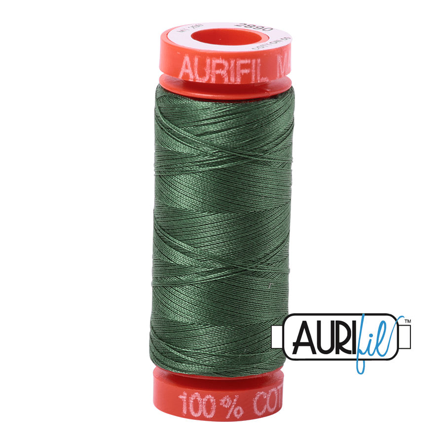Aurifil Cotton Mako Thread - 50wt - 200m Spool - Very Dark Grass Green - MK50SP200-2890