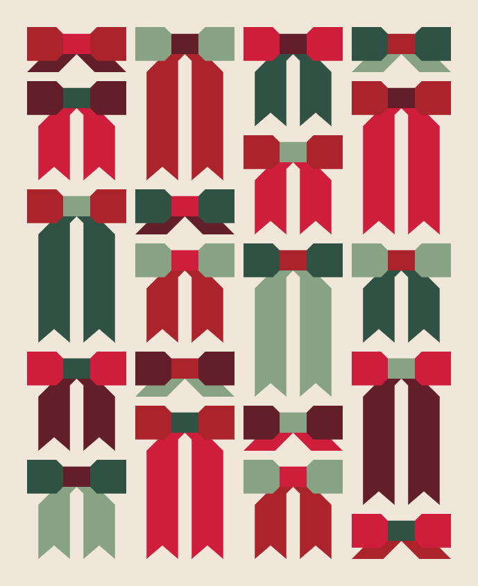 Top Knot Quilt Kit in Classic Holiday by Pink Door Fabrics - Fabric Only