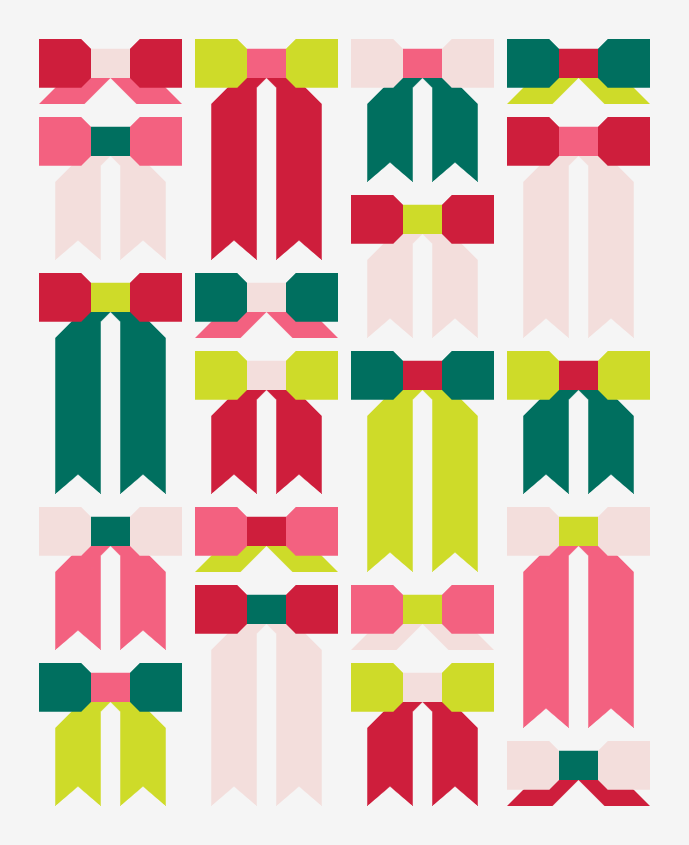 Top Knot Quilt Kit in Modern Holiday by Pink Door Fabrics - Fabric Only