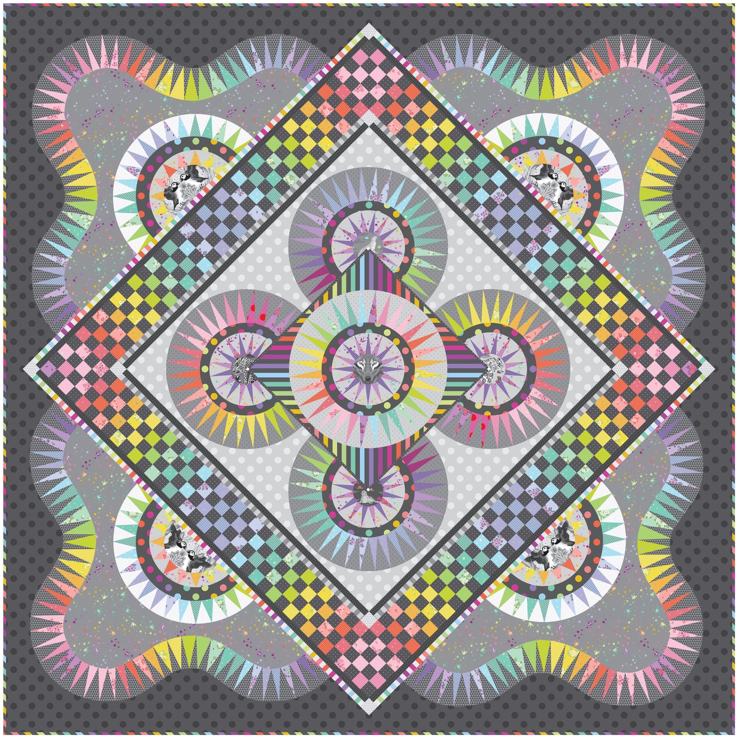 Brilliant Beauties of Joy Graywork Quilt Kit - Fabric Only