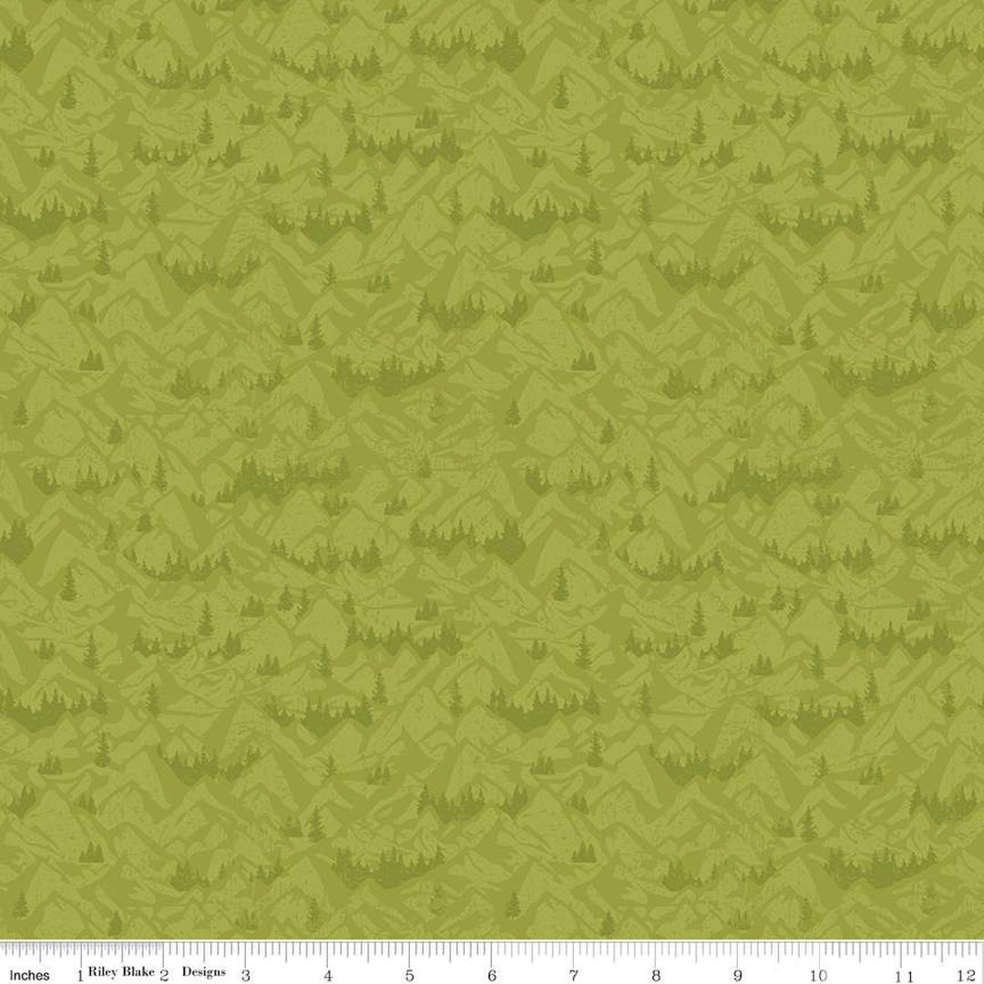 PREORDER - Legends of the National Parks - Mountains in Lime - Anderson Design Group - C13284-LIME - Half Yard