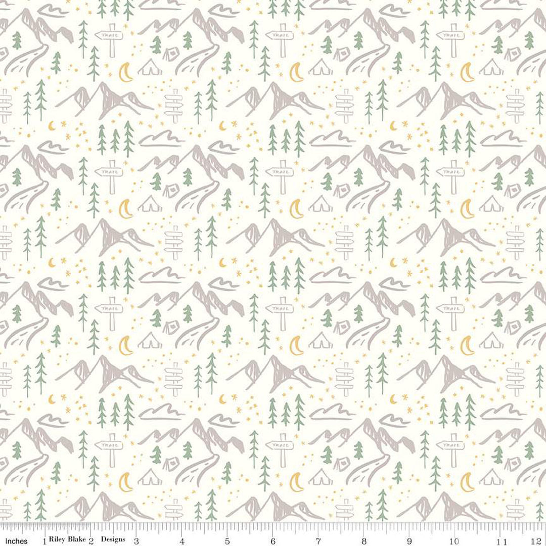 PREORDER - Albion - Mountains in Cream - Amy Smart - C14592-CREAM - Half Yard