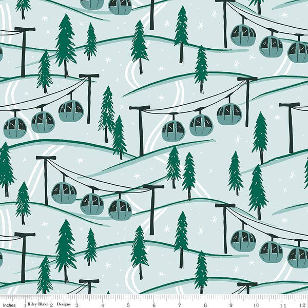 PREORDER - Ski Hill - Mountainside in Powder - Corinne Wells - C14772-POWDER - Half Yard