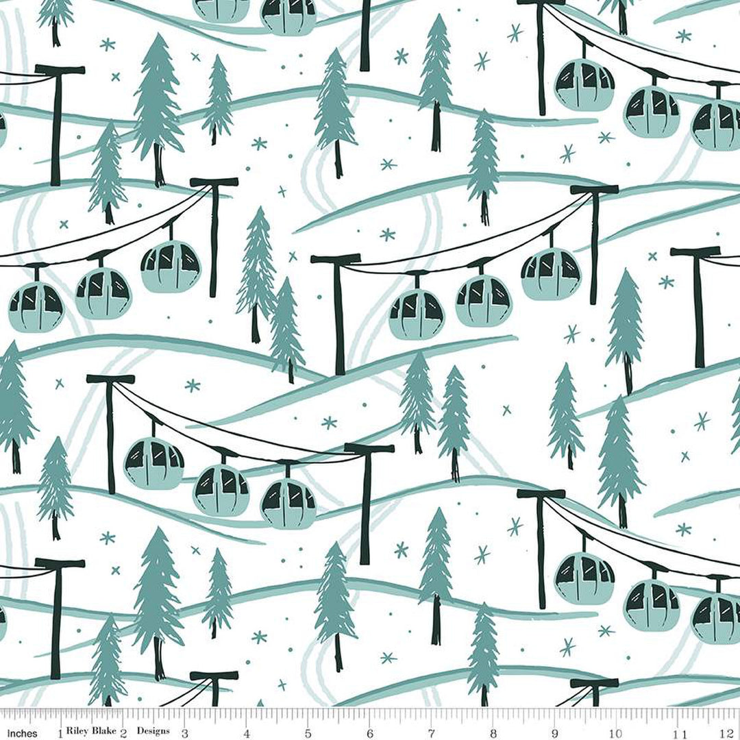 PREORDER - Ski Hill - Mountainside in White - Corinne Wells - C14772-WHITE - Half Yard