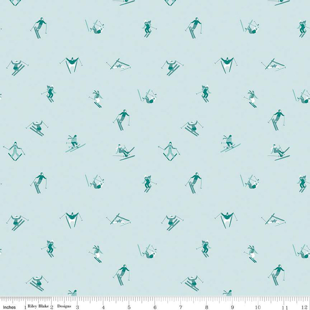 PREORDER - Ski Hill - Skiers in Powder - Corinne Wells - C14774-POWDER - Half Yard