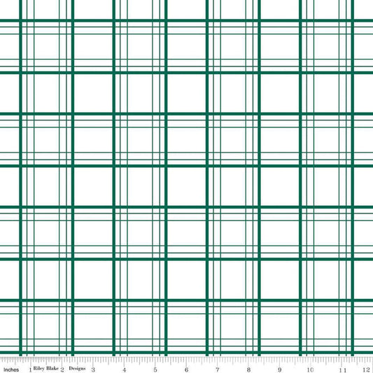 Cotton quilting fabric pattern called 'Ski Tracks in White'. Part of the 'Ski Hill' fabric collection. Designed by Corinne Wells for fabric company Riley Blake. SKU: C14775-WHITE. 44-45 inch width.