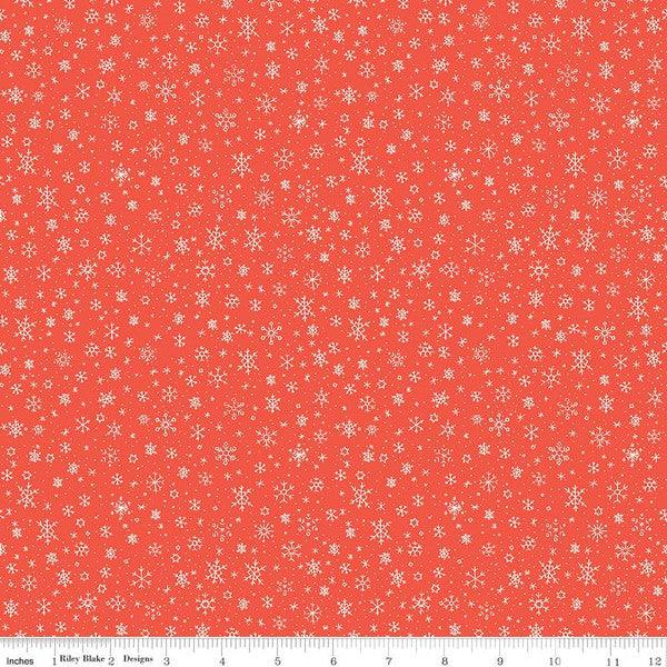 PREORDER - Ski Hill - Snowflakes in Red - Corinne Wells - C14776-RED - Half Yard