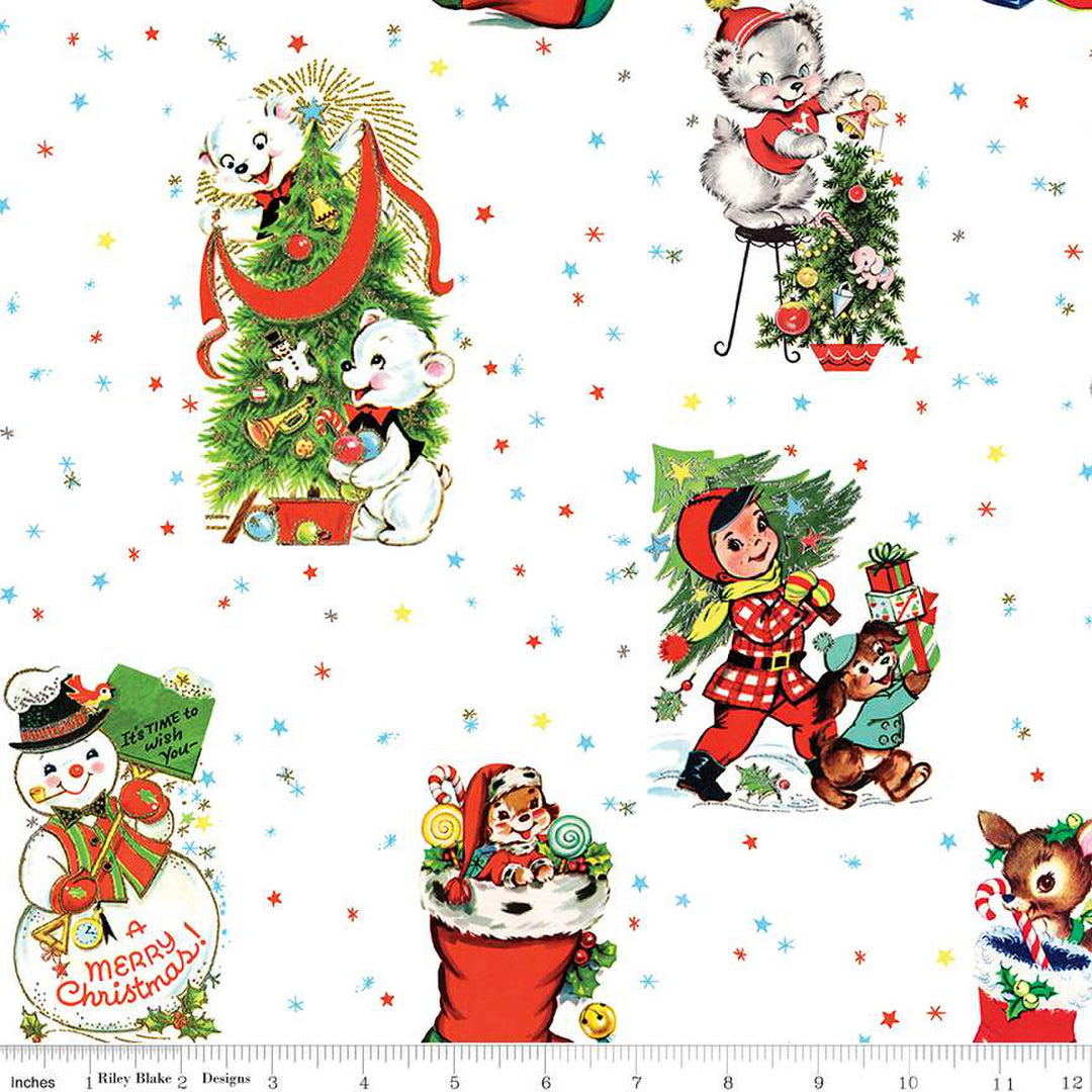 PREORDER - Jingle Bells - Main in White - Lindsay Wilkes - C14830-WHITE - Half Yard