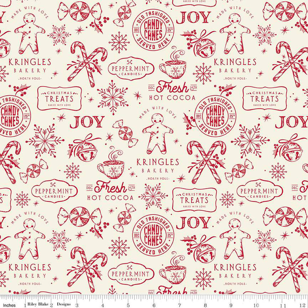 PREORDER - Merry Little Christmas - Treats in Cream - Sandy Gervais - C14841-CREAM - Half Yard