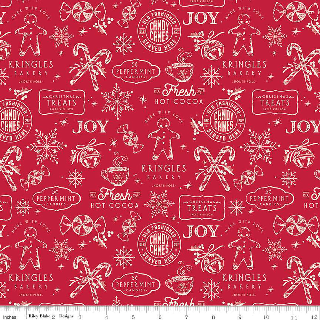 PREORDER - Merry Little Christmas - Treats in Red - Sandy Gervais - C14841-RED - Half Yard