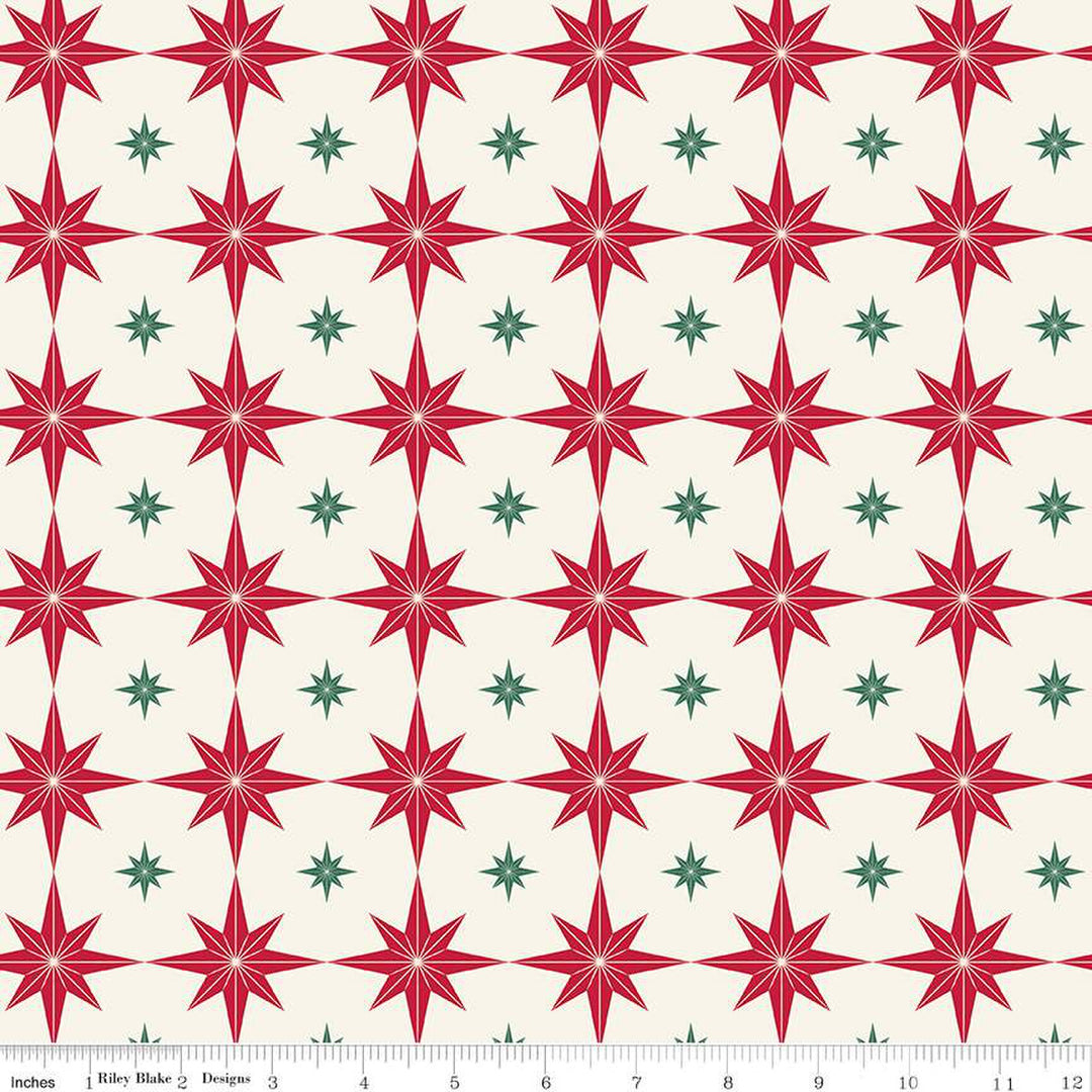 PREORDER - Merry Little Christmas - Starbursts in Cream - Sandy Gervais - C14843-CREAM - Half Yard