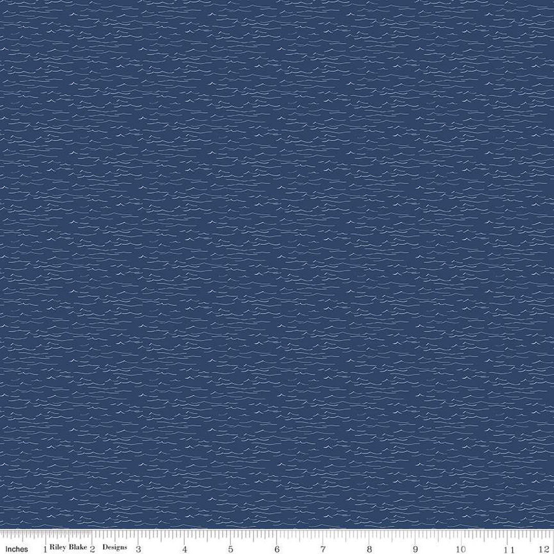 PREORDER - Wake at the Lake - Water in Navy - Tara Reed - C14894-NAVY - Half Yard