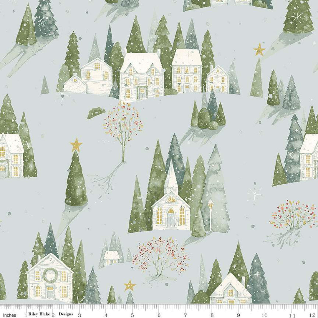 PREORDER - Magical Winterland - Home Sweet Home in Blue - Lisa Audit - C14940-BLUE - Half Yard