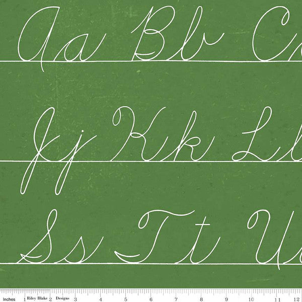 PREORDER - Old School - Penmanship in Green - Janet Wecker-Frisch - C14964-GREEN - Half Yard