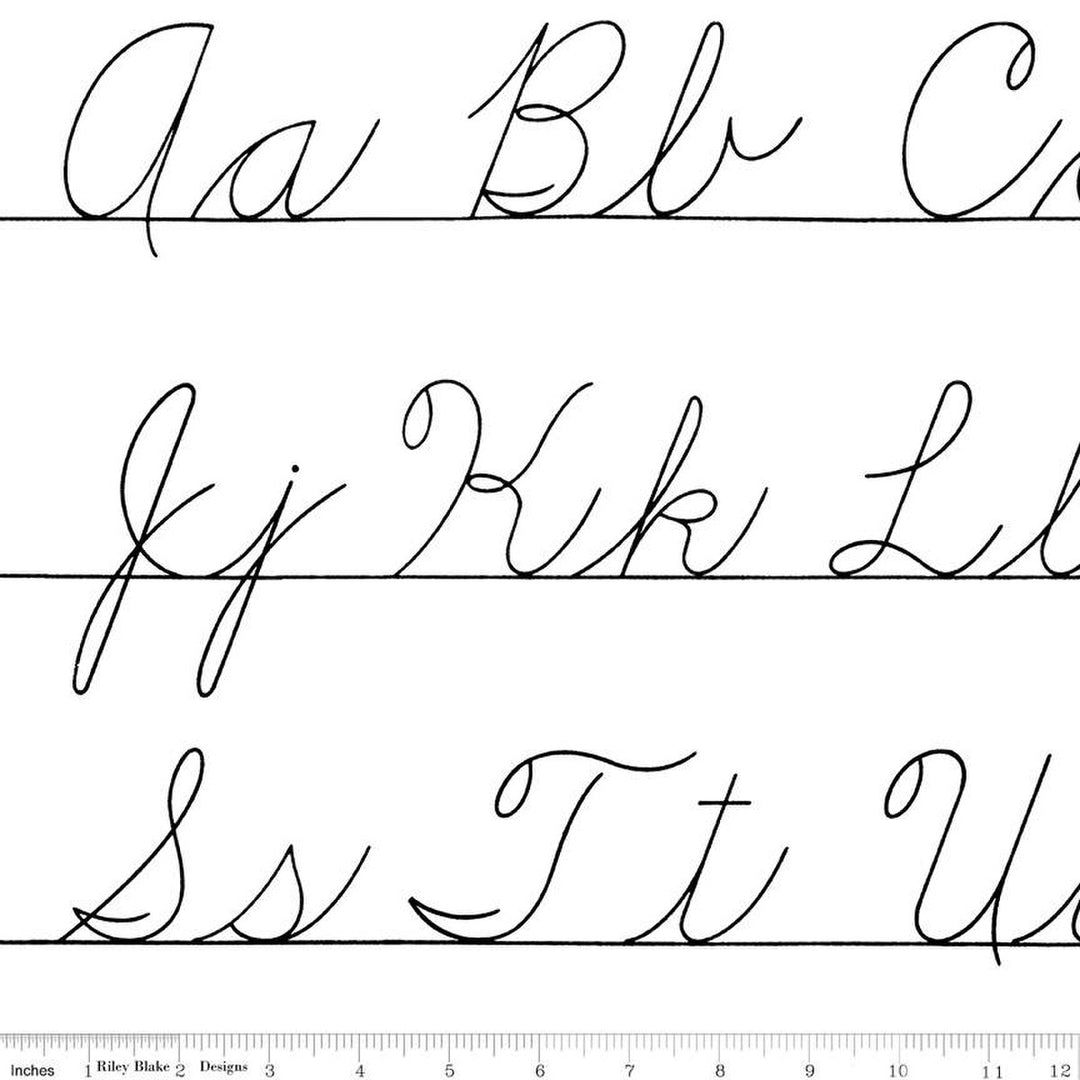 PREORDER - Old School - Penmanship in White - Janet Wecker-Frisch - C14964-WHITE - Half Yard