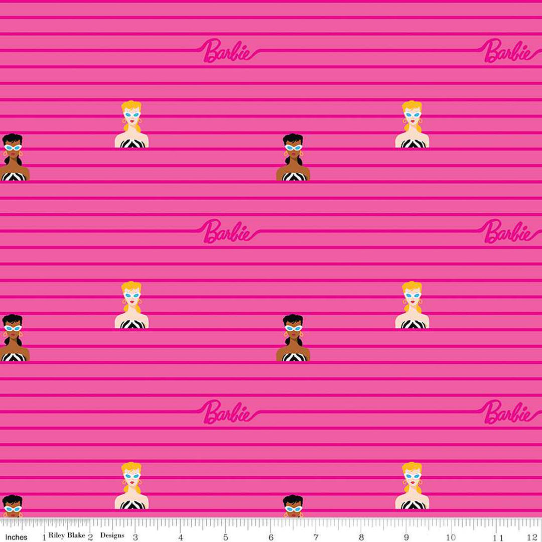Barbie World - Barbie Stripe in Hot Pink - Riley Blake Designs - C15022-HOTPINK - Half Yard