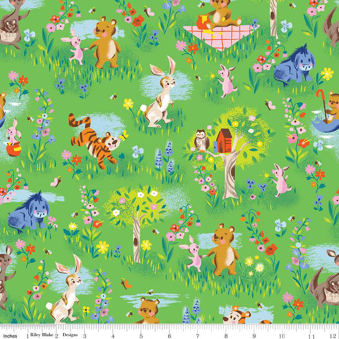 PREORDER - 100 Aker Woods - Main in Green - Jill Howarth - C15170-GREEN - Half Yard