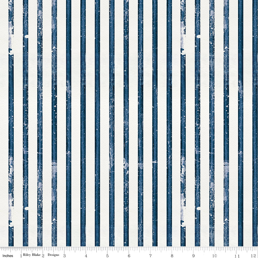 Faded Stripes Blue quilting fabric, part of the Sew America fabric collection by J. Wecker Frisch (SKU: C17349-BLUE)