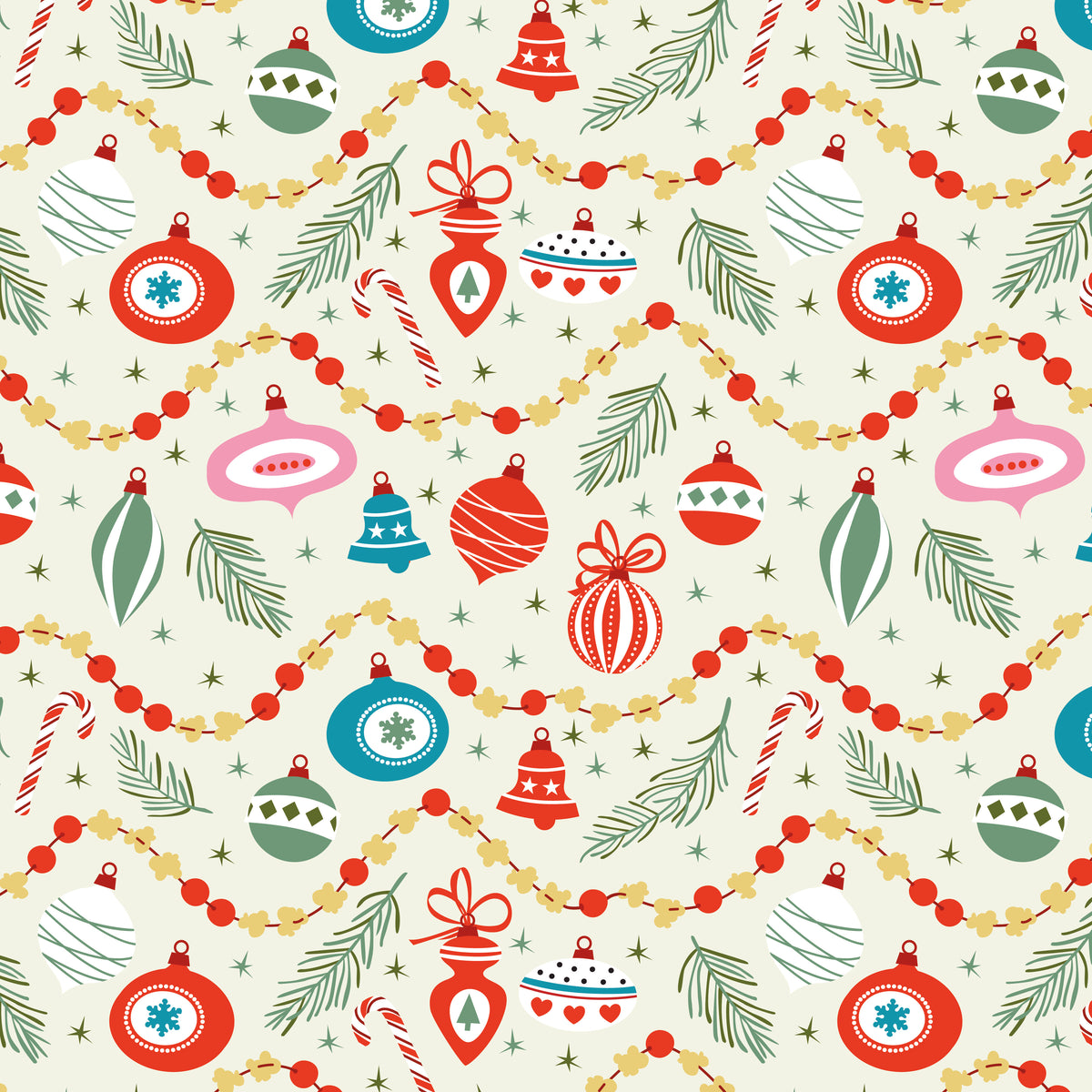 Christmas Cheer - Oh Christmas Tree in Cream - Shawn Wallace - C19063-CREAM - Half Yard (Preorder)