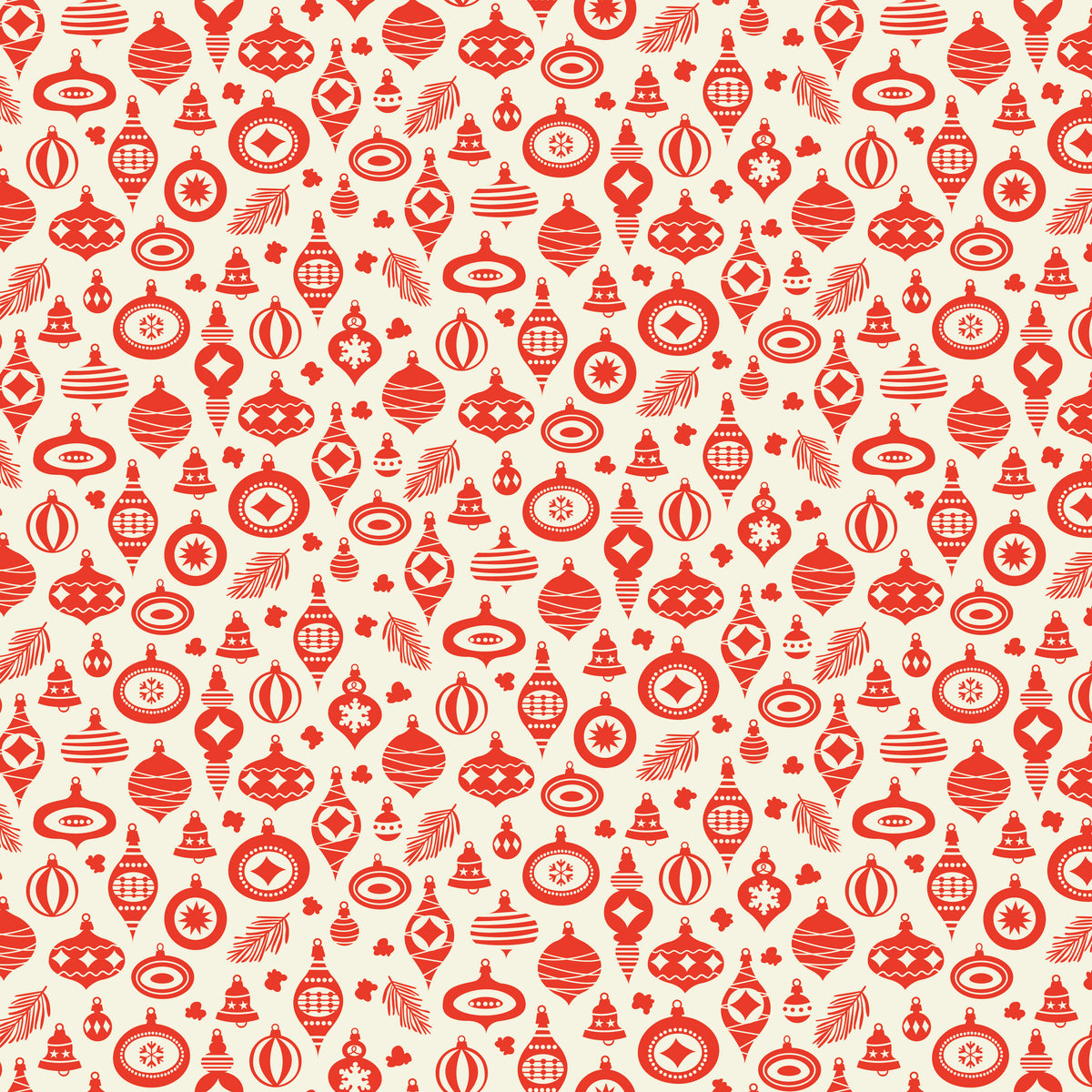 Christmas Cheer - Festive Baubles in Cream - Shawn Wallace - C19064-CREAM - Half Yard (Preorder)