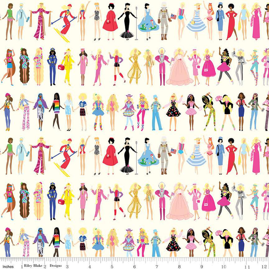 PREORDER - Barbie World - Barbie Dolls in Cream - Riley Blake Designs - CD15021-CREAM - Half Yard