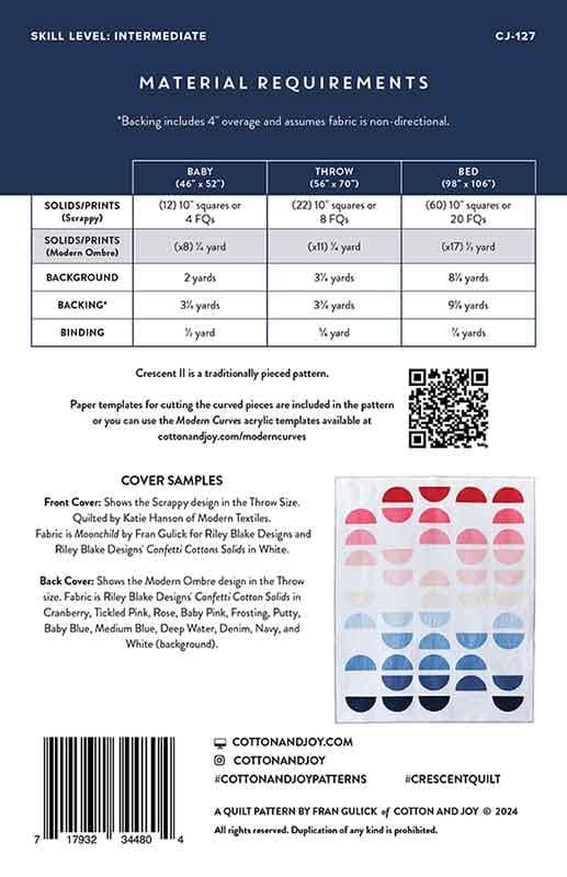 Crescent II - Cotton and Joy - CJ 127 - Printed Pattern