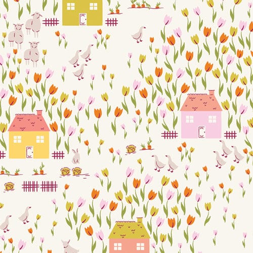 A closeup shot of the quilting fabric pattern called Cottage Garden, designed by AGF Studios. The SKU is CTG77102.