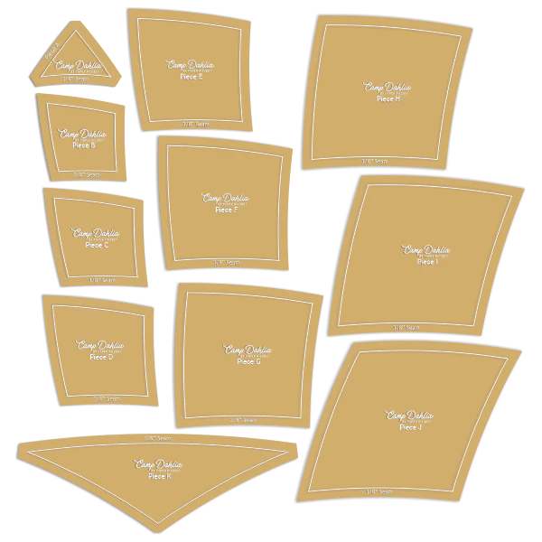 Camp Dahlia - Acrylic Templates 11 Piece Set - 3/8" Seam Allowance (Preorder)