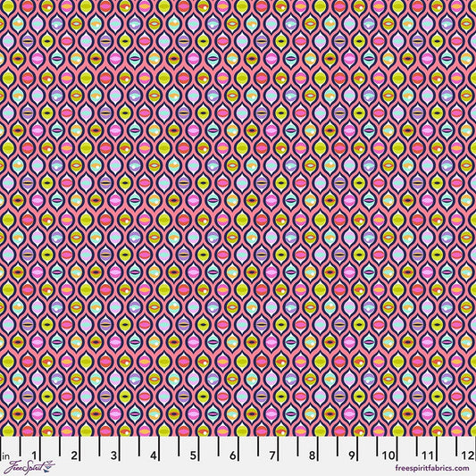 Cotton quilting fabric pattern called 'Cat Eyes in Prism'. Part of the 'Tabby Road Deja Vu' fabric collection. Designed by Tula Pink for fabric company Free Spirit Fabrics. SKU: PWTP095.PRISM. 44-45 inch width.