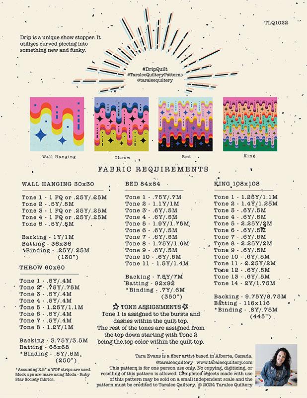 Drip - Quilt Pattern - Taralee Quiltery - TLQ 1022 - Paper Pattern