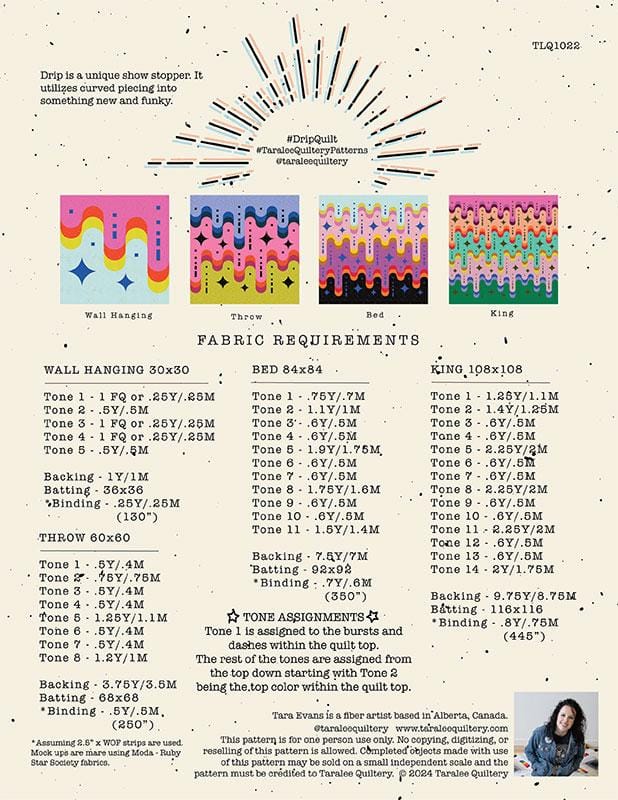 Drip - Quilt Pattern - Taralee Quiltery - TLQ 1022 - Paper Pattern