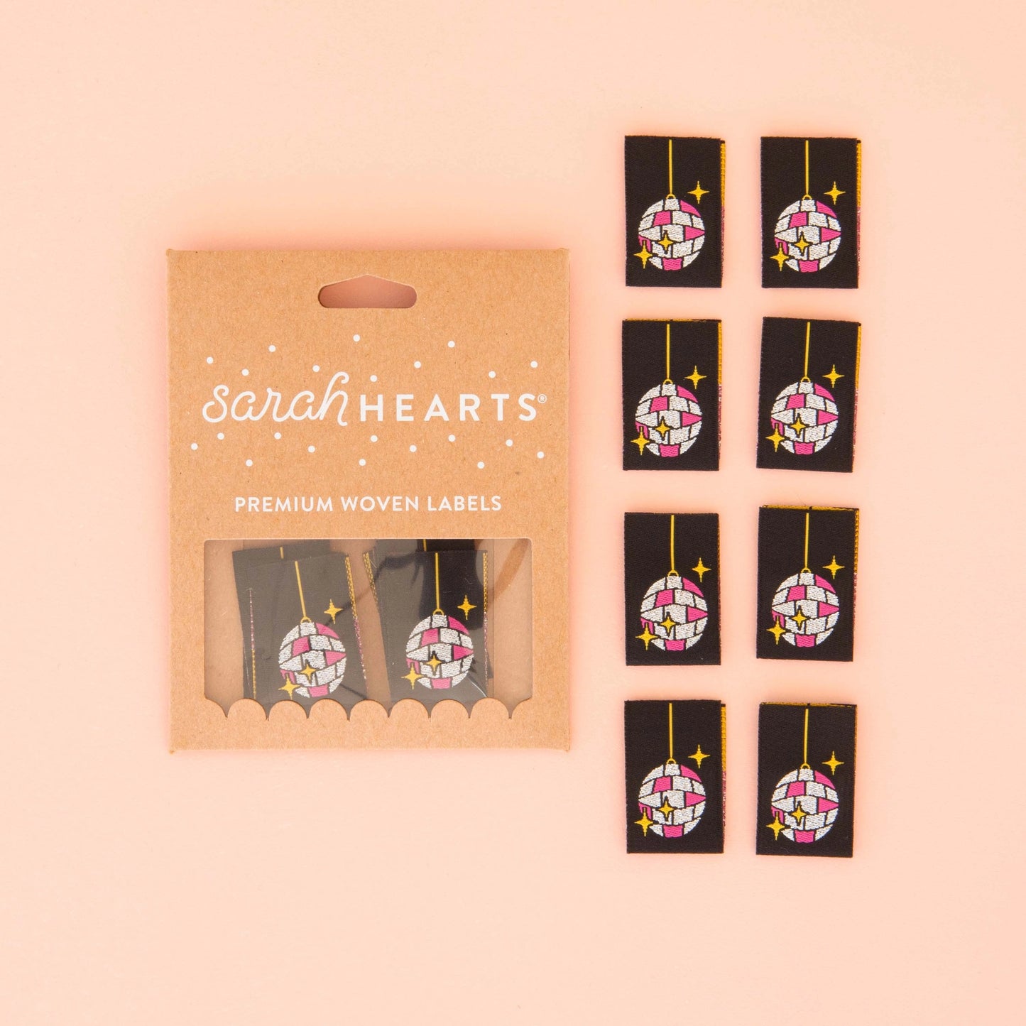 Sarah Hearts - Disco Ball - Sewing Woven Clothing Label Tags - LP195