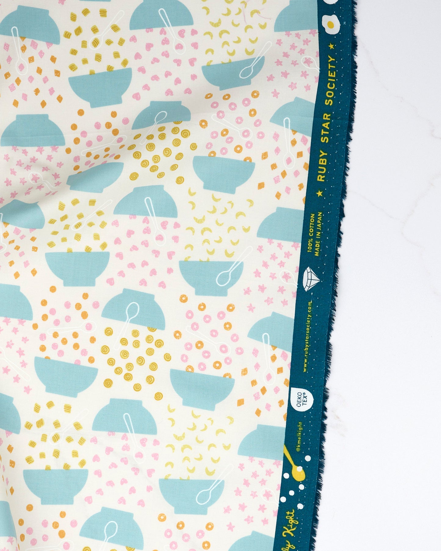 Flying Cereal in Natural - Egg and Friends by Kimberly Kight - Half Yard