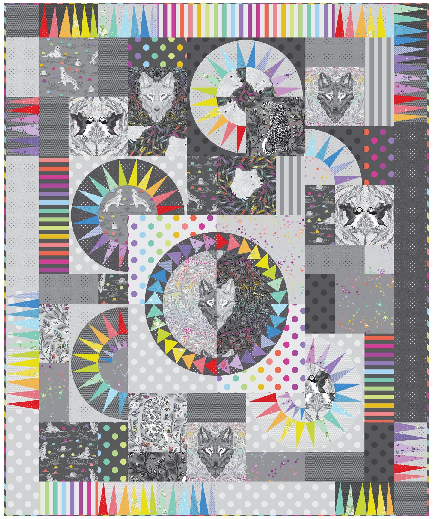 Emperor's Wheel Quilt Kit - Graywork by Tula Pink - Fabric Only (Preorder)