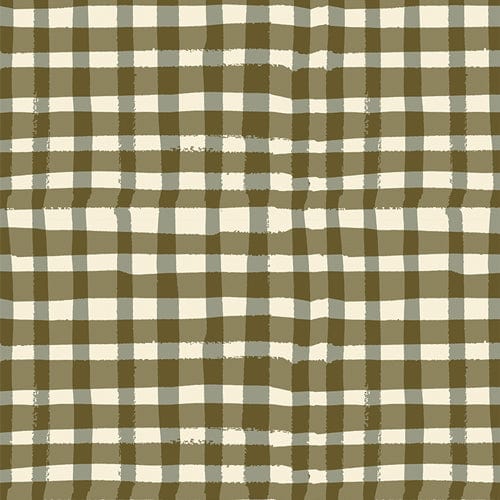 Cotton quilting fabric pattern called 'Wooly Three in Flannel Sep'. Part of the 'Roots of Nature' fabric collection. Designed by Bonnie Christine for fabric company Art Gallery Fabrics. SKU: F3002. 44-45 inch width.