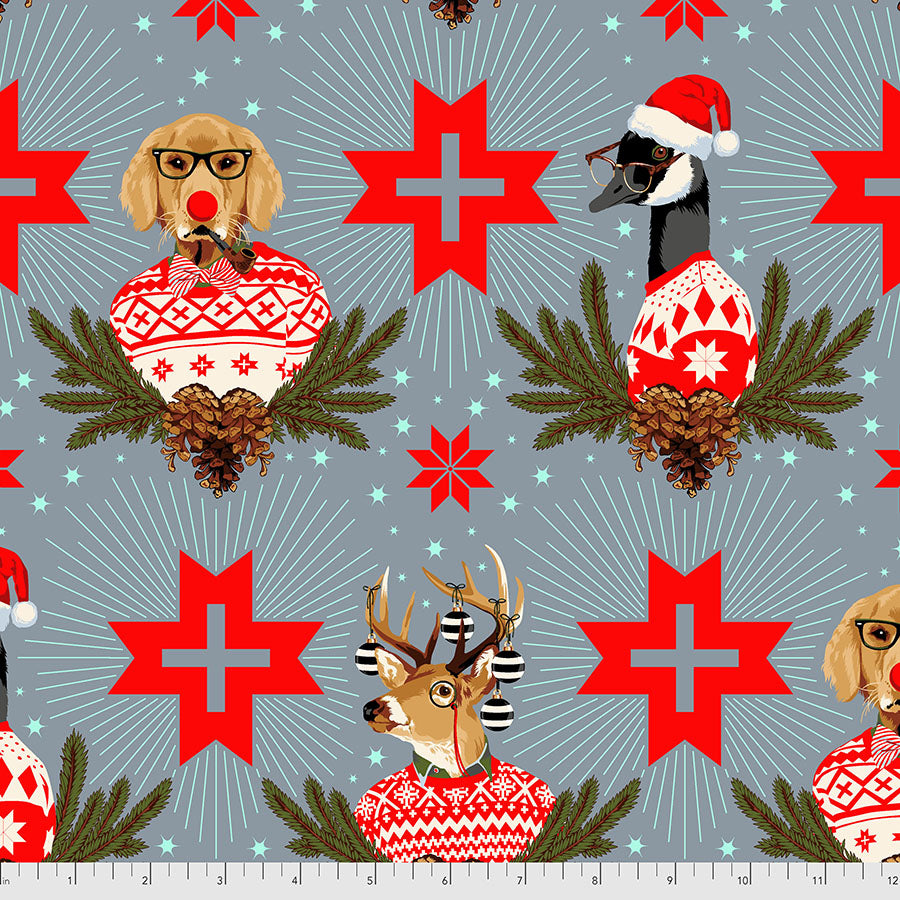 Holiday Homies Flannel - Buck, Buck, Goose - Blue Spruce - Tula Pink for Free Spirit - FNTP001.BLUESPRUCE