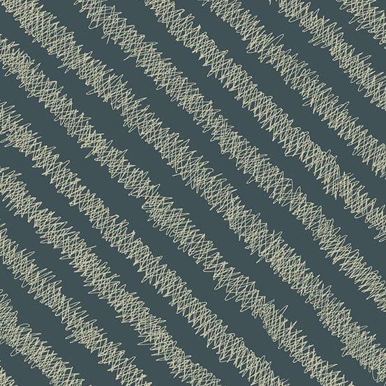 Cotton quilting fabric pattern called 'Etch in Evil Eye'. Part of the 'Fabrics from the Basement' fabric collection. Designed by Giucy Giuce for fabric company Andover Fabrics. SKU: A-460-T. 44-45 inch width.