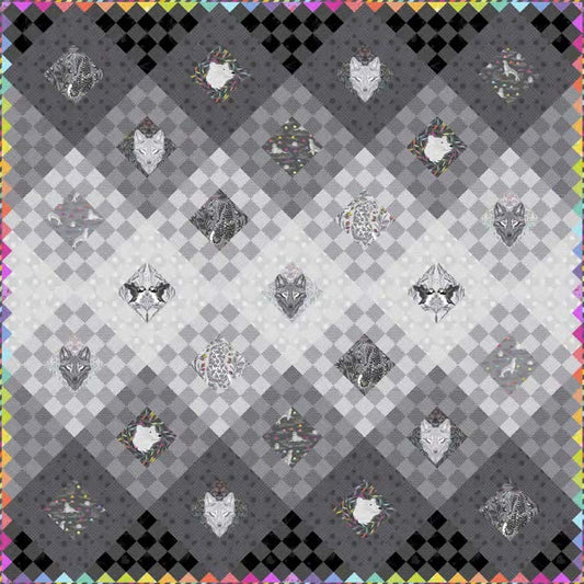 Fade to Gray Quilt Kit - pattern designer is Tula Pink and Graywork / True Color fabrics by Tula Pink (SKU: KIT2QTTP.FADE)