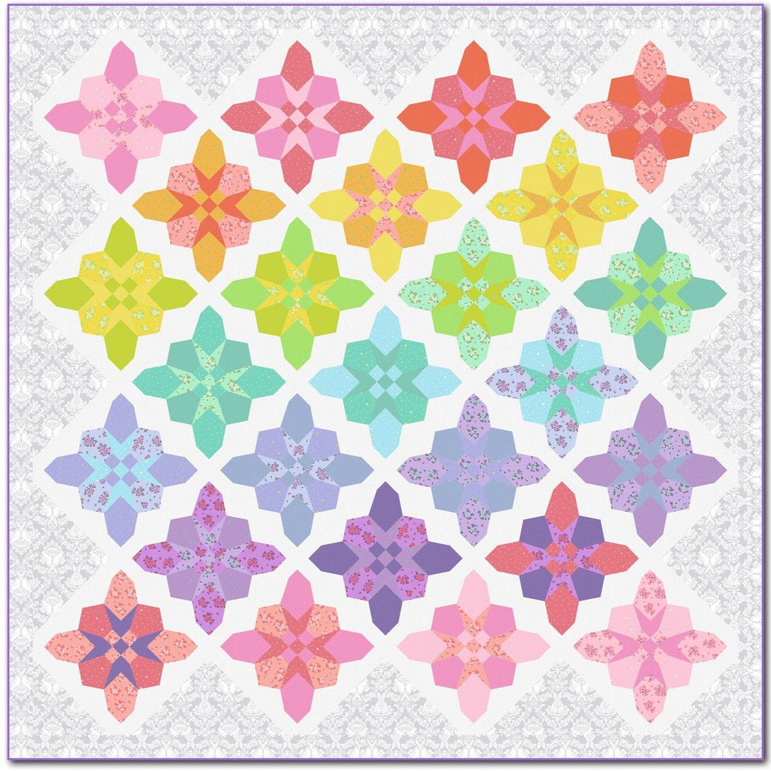 Forget Me Nots Quilt Kit featuring True Colors fabrics from Tula Pink. SKU: KIT2QTTP.FORGET