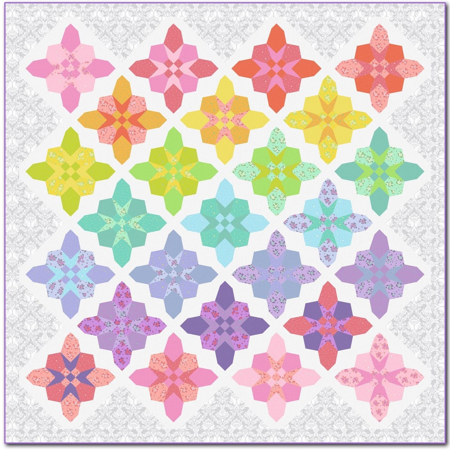 Forget Me Nots Quilt Kit featuring True Colors fabrics from Tula Pink. SKU: KIT2QTTP.FORGET