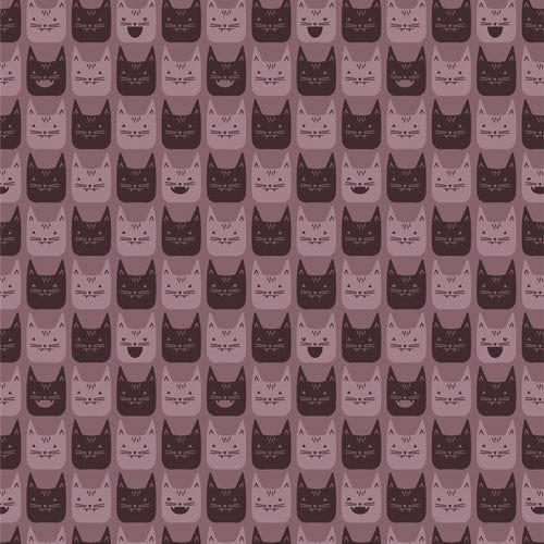 A closeup shot of the quilting fabric pattern called Midnight Meows, designed by AGF Studio as part of the Ghostly & Haunted collection. The SKU is GHH13139.