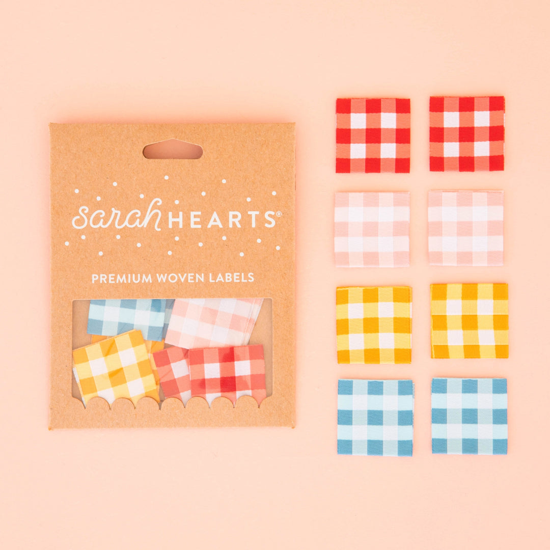 Sarah Hearts - Gingham Multipack - Sewing Woven Clothing Label Tags - SHLP189