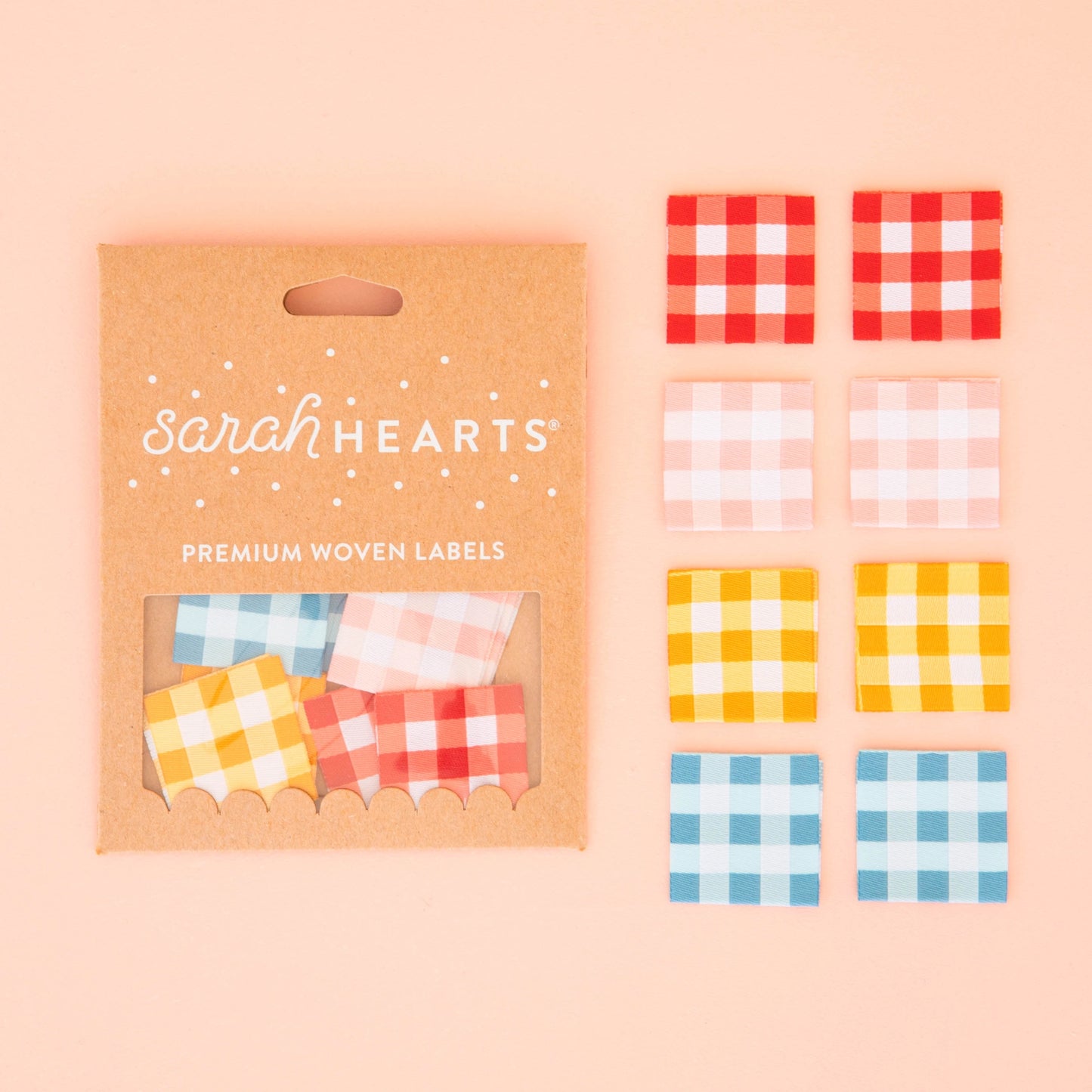 Sarah Hearts - Gingham Multipack - Sewing Woven Clothing Label Tags - LP189