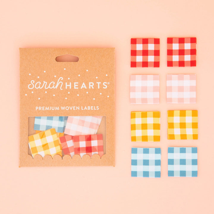 Sarah Hearts - Gingham Multipack - Sewing Woven Clothing Label Tags - SHLP189