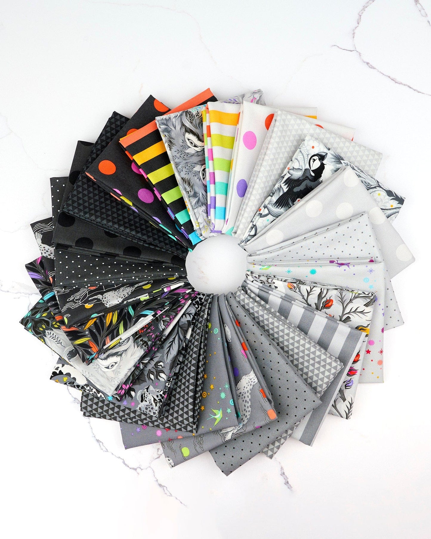 Graywork + True Colors Fat Quarter Bundle by Tula Pink, 24 pieces