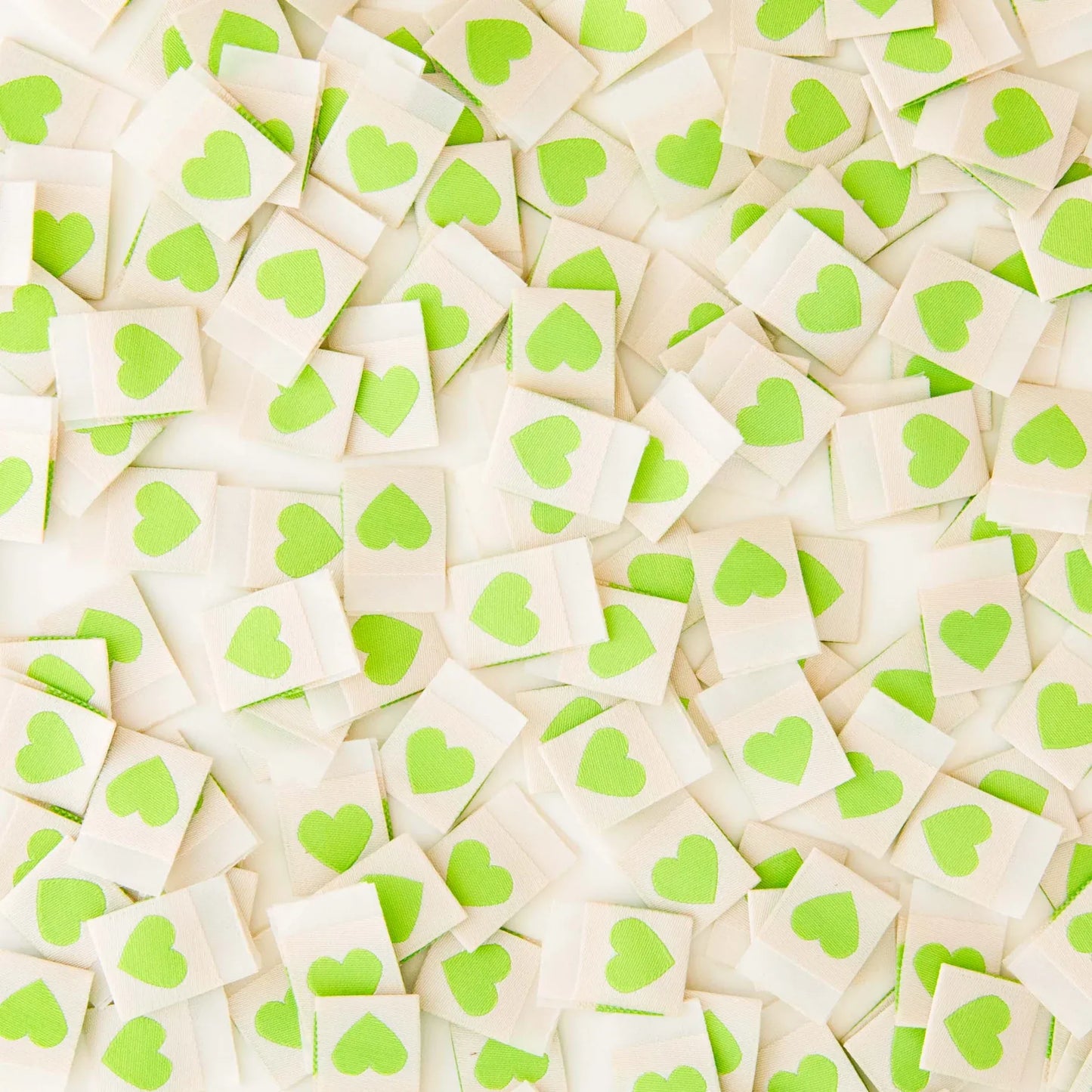 Sarah Hearts - Green Hearts - Sewing Woven Clothing Label Tags - LP166