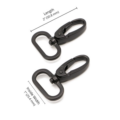 By Annie - 1" Swivel Snap Hook - Set of Two - Black
