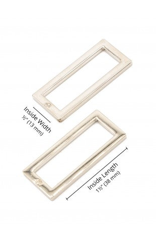 By Annie - 1-1/2" Rectangle Rings - Set of Two - Nickel